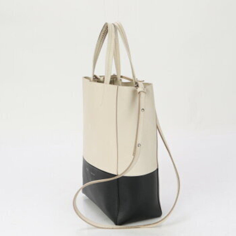 Celine Vertical Cabas Leather Shoulder Bag Crossbody Handbag Tote Two Tone - Picture 5 of 14